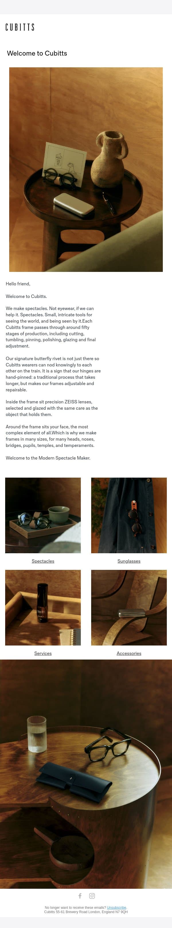 Welcome to Cubitts email from Cubitts screenshot