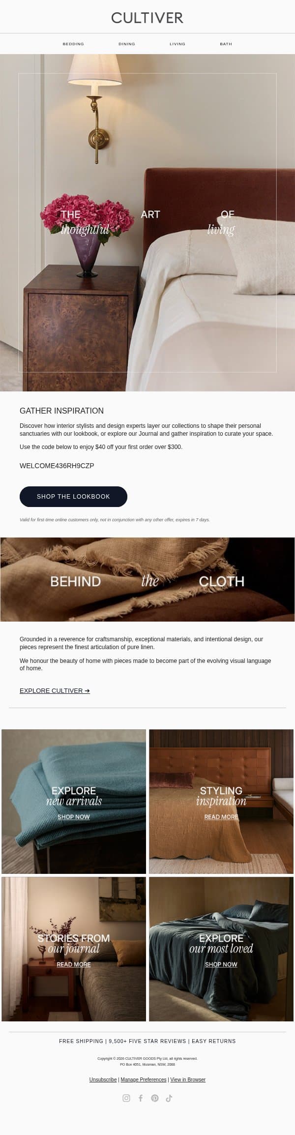 The art of thoughtful living email from Cultiver screenshot