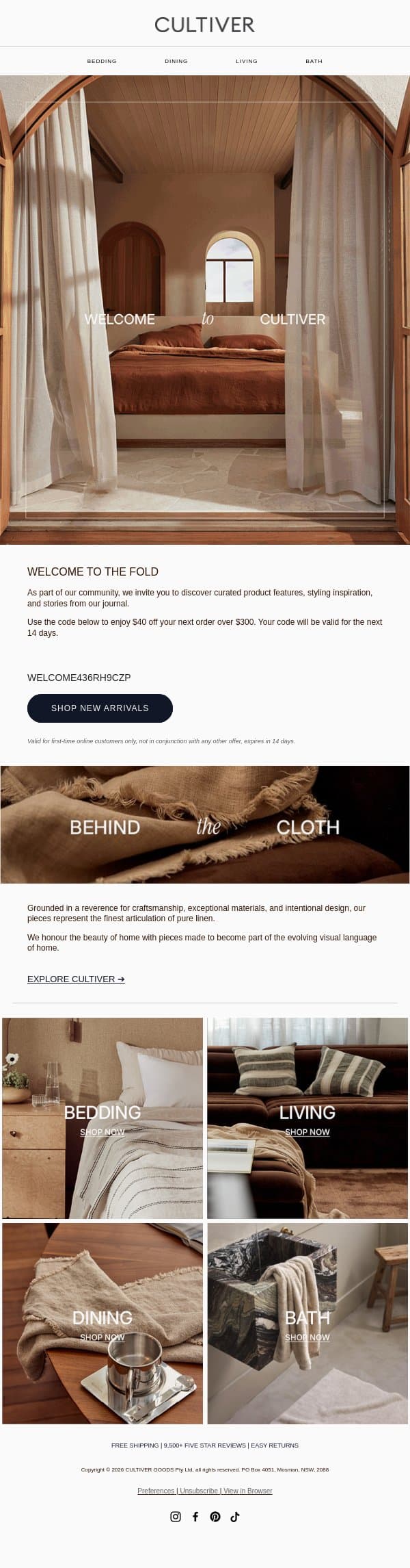 Welcome to CULTIVER email from Cultiver screenshot