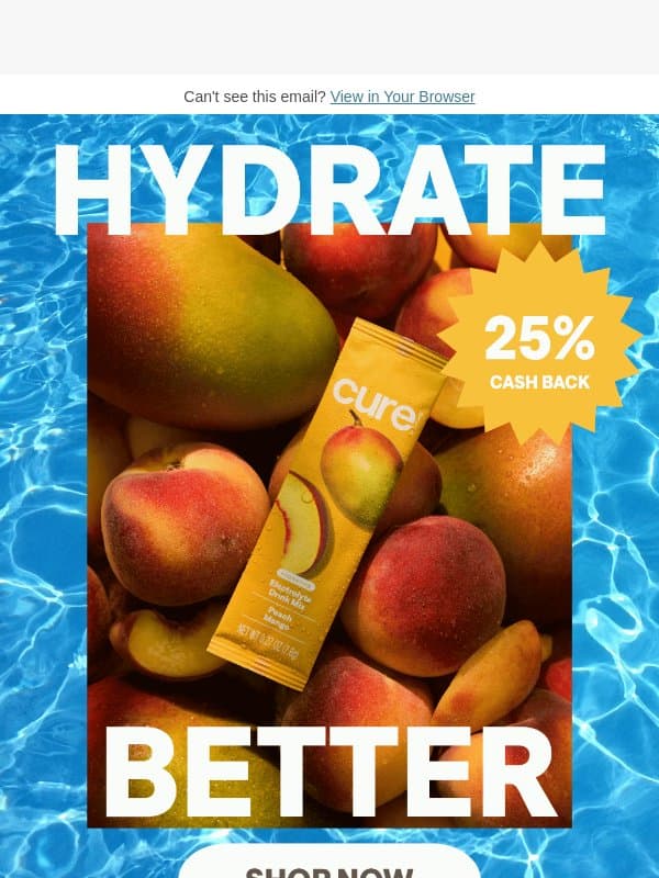 Your CURE Cashback email from Cure Hydration
