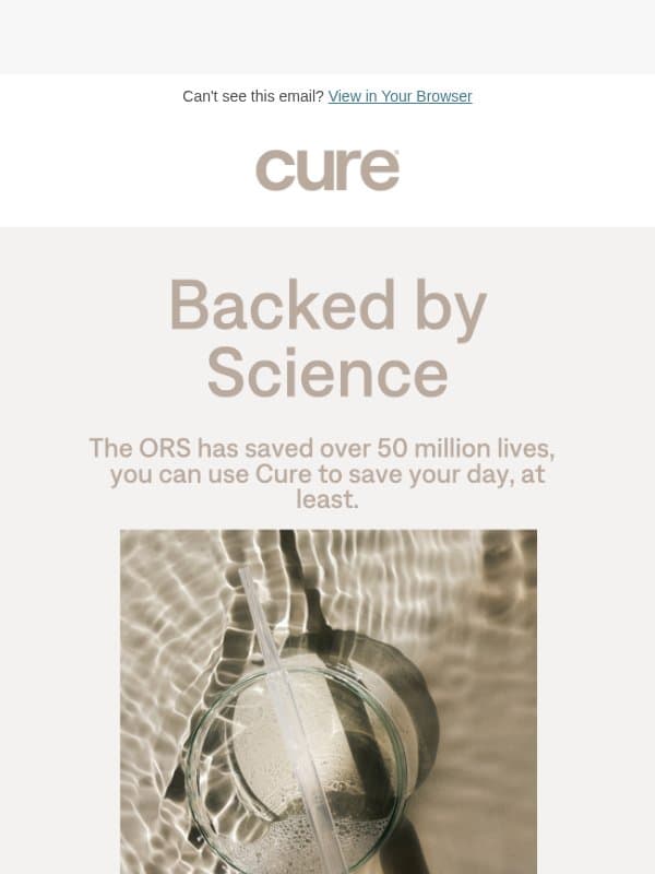 The only hydration brand backed by science email from Cure Hydration