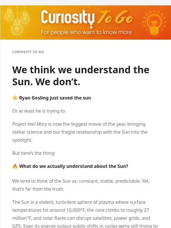 ๐ฐ Meet Curiosity To Go email from CuriosityStream