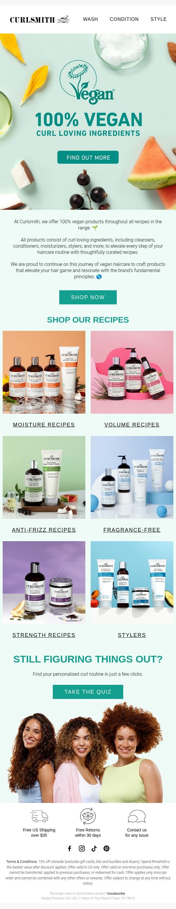 100% Vegan, Curl Loving Ingredients 🌱 email from Curlsmith screenshot