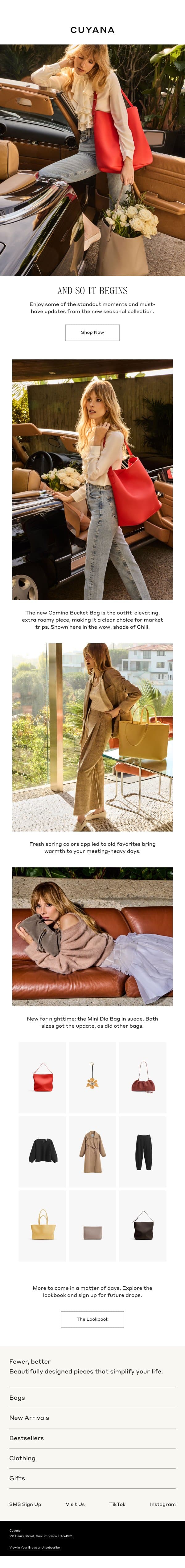 Introducing the Spring Collection email from Cuyana screenshot