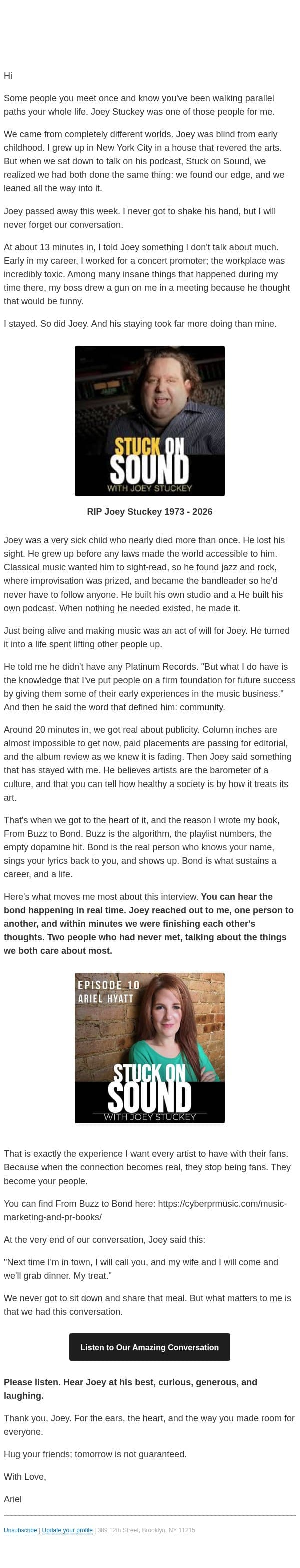 We never got to share that meal email from Cyber PR screenshot