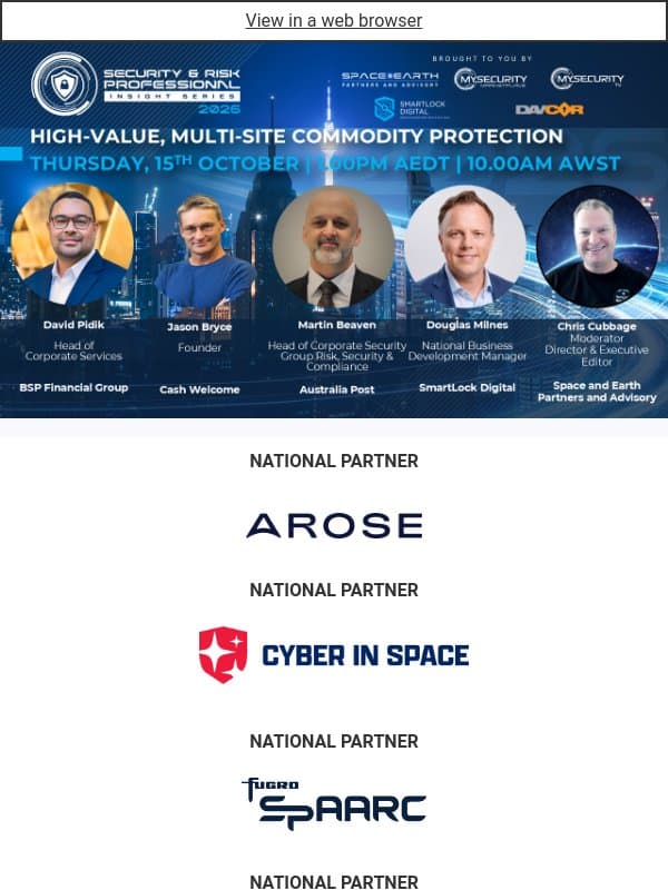 This Thursday - High-Value, Multi-Site Commodity Protection - Solving Today's Security Challenges email from Cyber Risk Leaders
