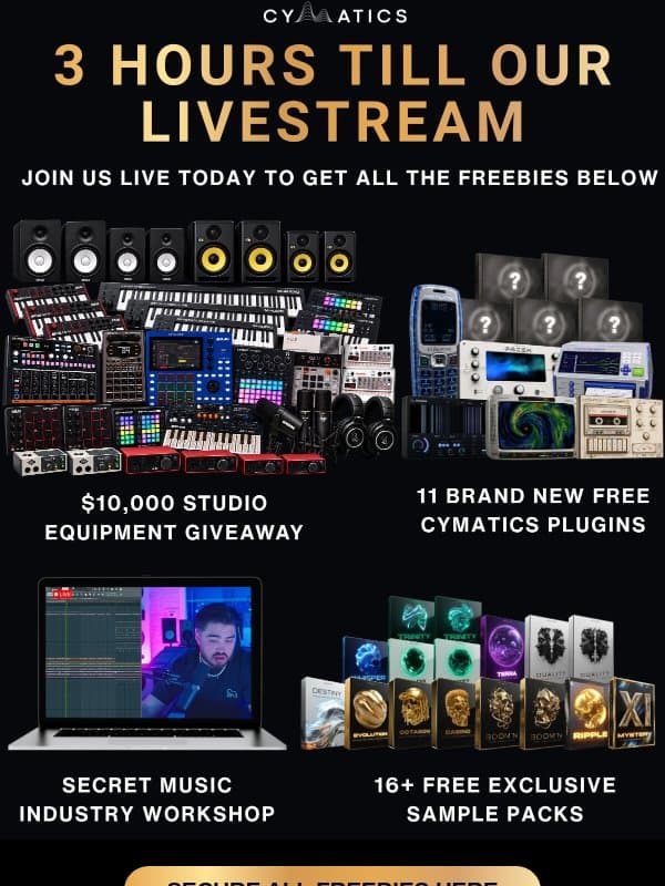 this is your 3 hour warning email from Cymatics
