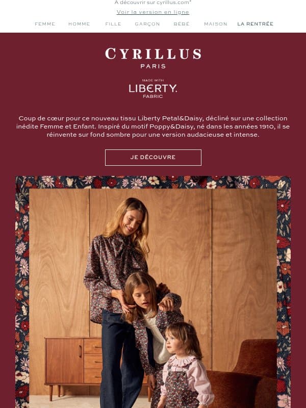 Made with Liberty I Nouvelle collection Petal&Daisy email from Cyrillus