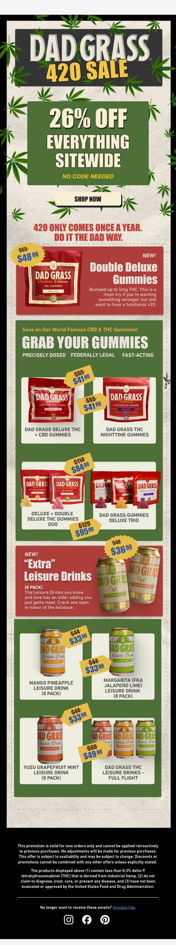 Let’s get the 420 celebrations rolling email from Dad Grass screenshot