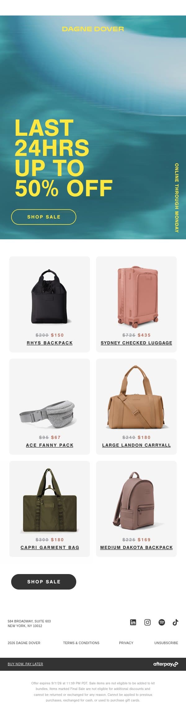 FINAL HOURS: UP TO 50% OFF. email from Dagne Dover screenshot