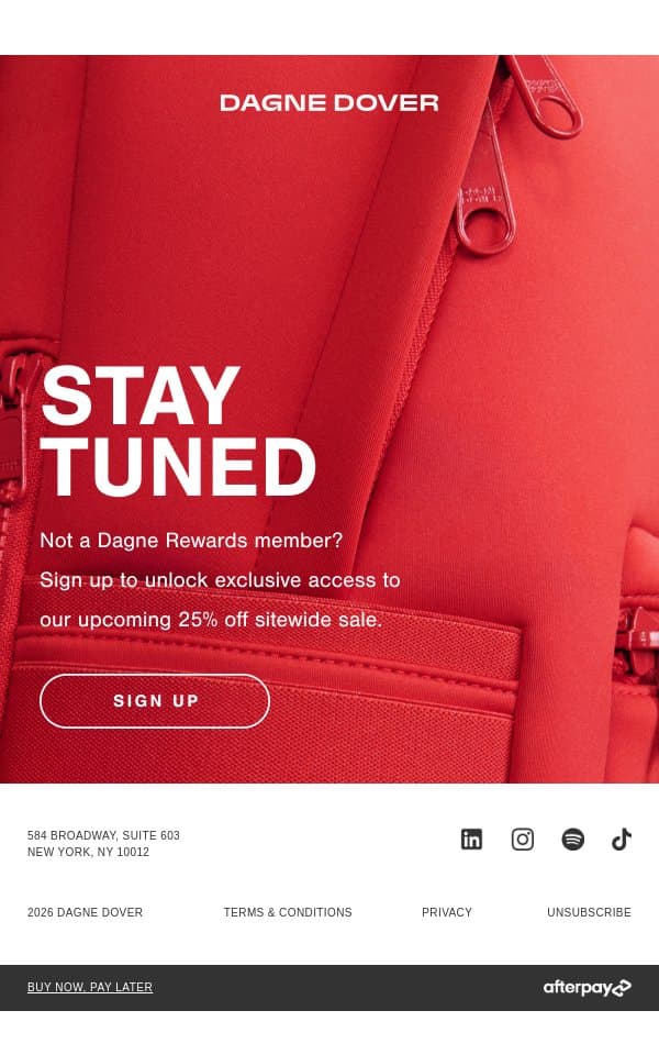 UNLOCK 25% OFF SITEWIDE. email from Dagne Dover screenshot
