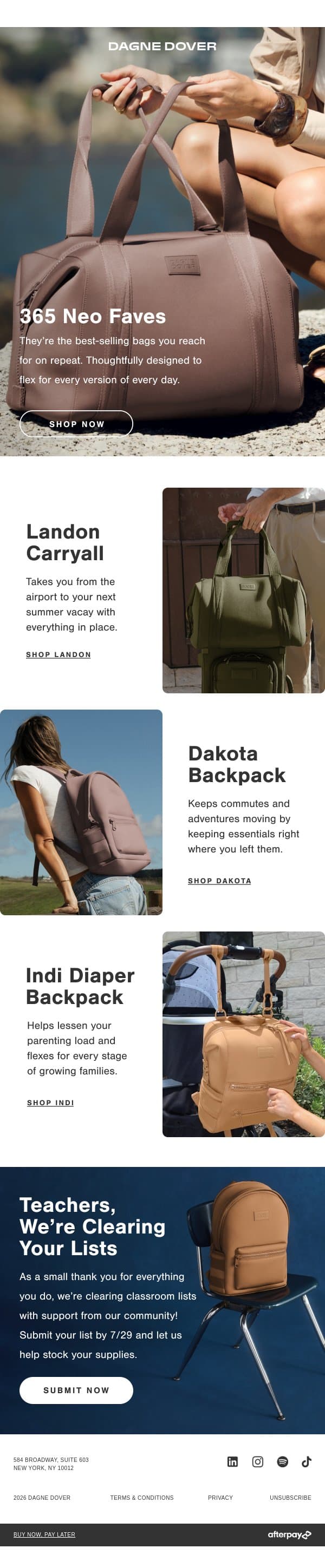 365 NEO FAVES. email from Dagne Dover screenshot
