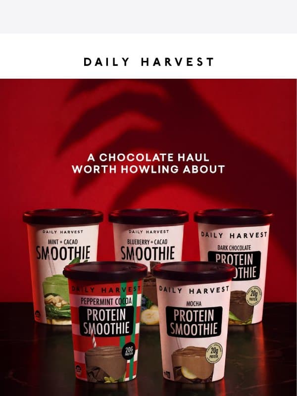 Trick or treat: 2 free chocolate treats email from Daily Harvest