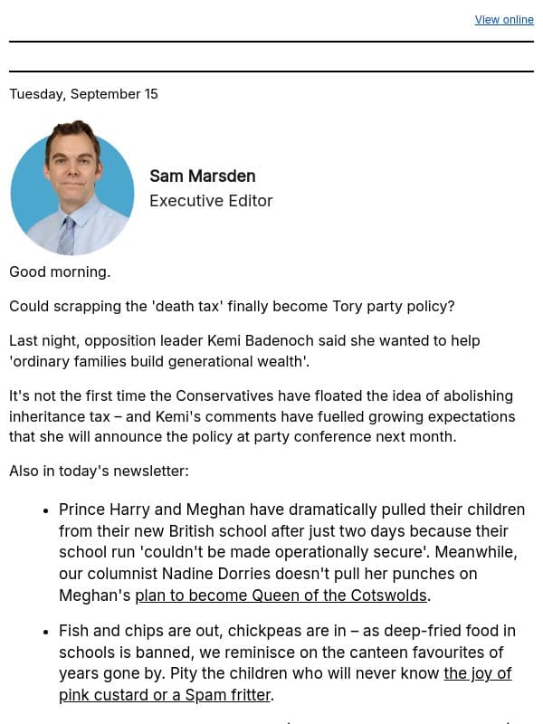 Harry pulls children out of school after TWO days email from Daily Mail