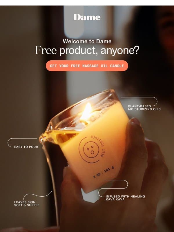 Free product, anyone? email from Dame Products