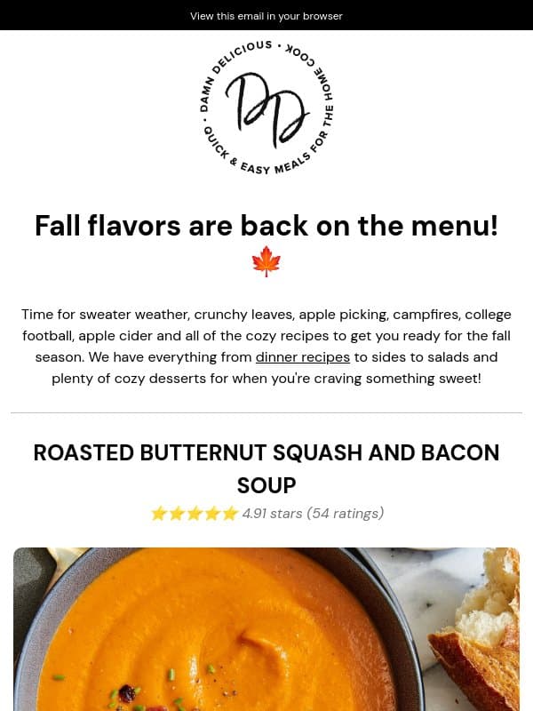 Our Favorite Fall Recipes and Dinner Ideas 🍂 email from Damn Delicious