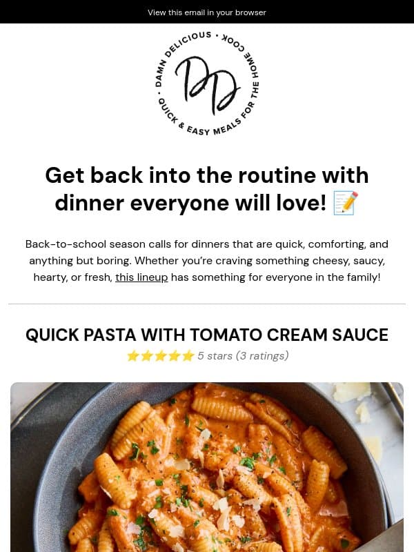 Busy School Night? Dinner Is Handled. π email from Damn Delicious