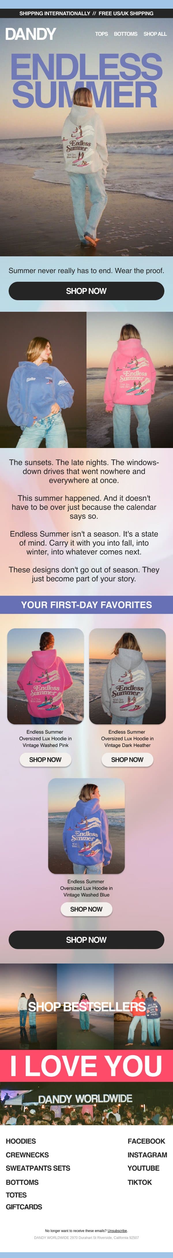 Summer never really has to end... email from Dandy Worldwide screenshot