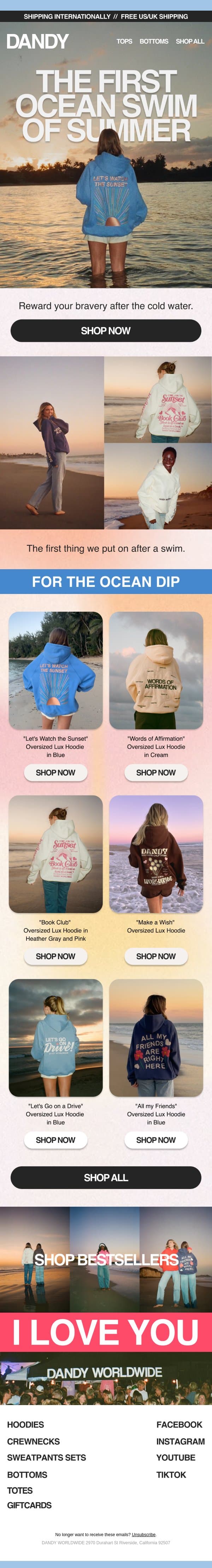 Out in the ocean email from Dandy Worldwide screenshot
