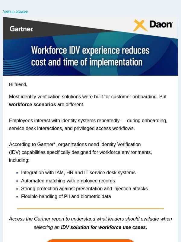Why most IDV solutions fail workforce use cases email from Daon