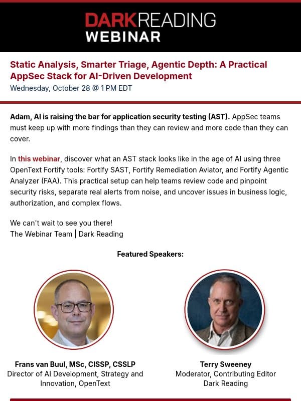 From Noise to Signal: Fortify’s AppSec Stack email from Dark Reading