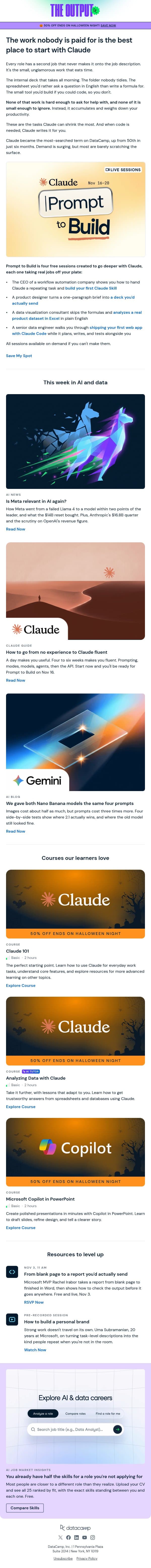 The work nobody is paid for, and four ways to stop doing it email from DataCamp screenshot