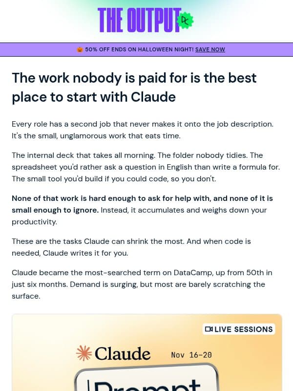 The work nobody is paid for, and four ways to stop doing it email from DataCamp