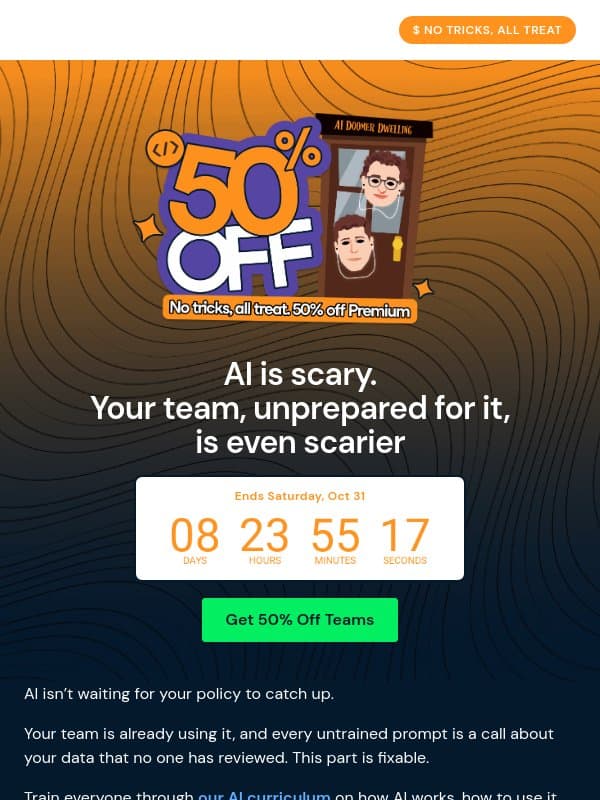 Scarier than AI: teams using AI without training 👻 email from DataCamp