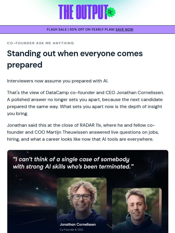 Your interview answer is polished. So is everyone else’s. email from DataCamp