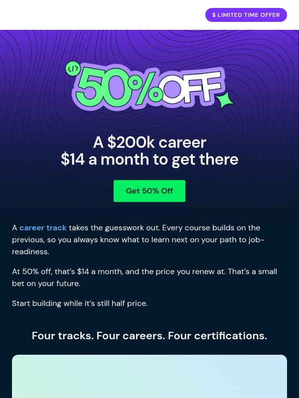 $14 a month. A $200K career. email from DataCamp