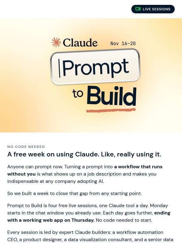 Prompting Claude won’t set you apart. Building will. email from DataCamp