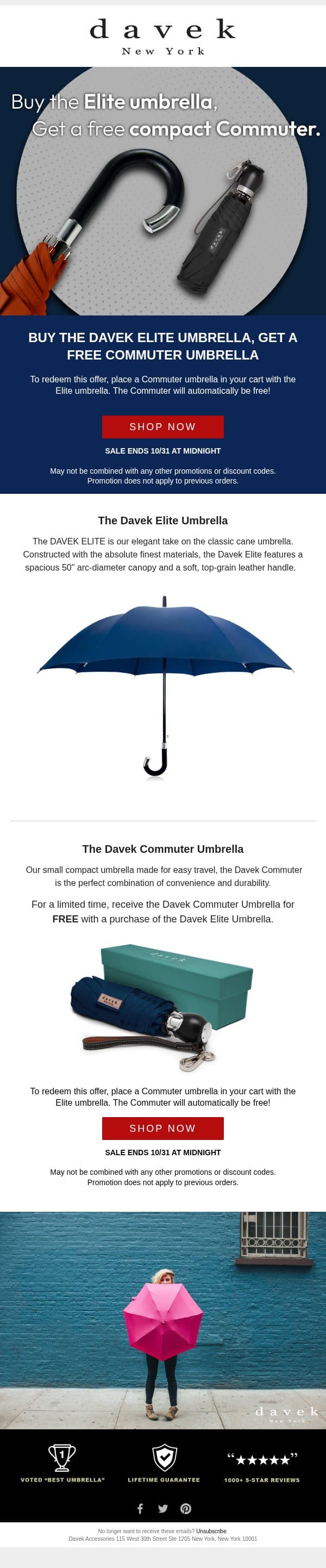 Buy the Elite & Get a FREE Commuter!๐ email from Davek screenshot