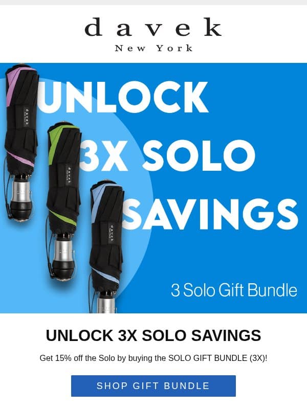 Unlock 3x Solo Savings email from Davek
