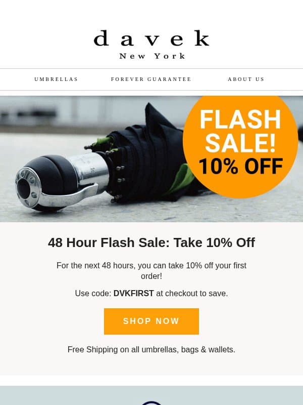 Flash Sale - 48 hours only! email from Davek