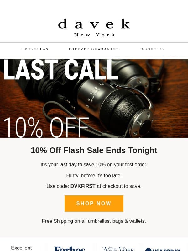 ⚡ Last chance to save 10% email from Davek