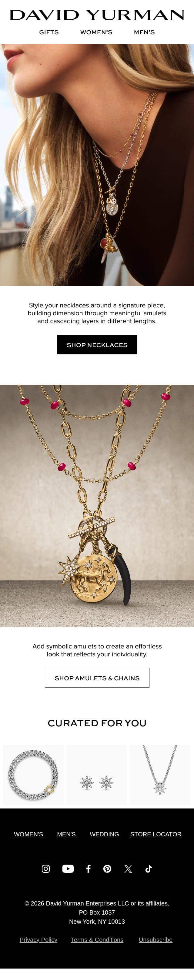 Your Guide to Necklace Layering email from David Yurman screenshot