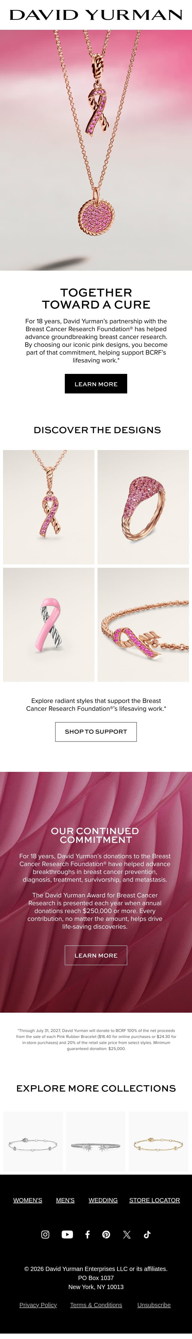 Support the Breast Cancer Research Foundation® email from David Yurman screenshot
