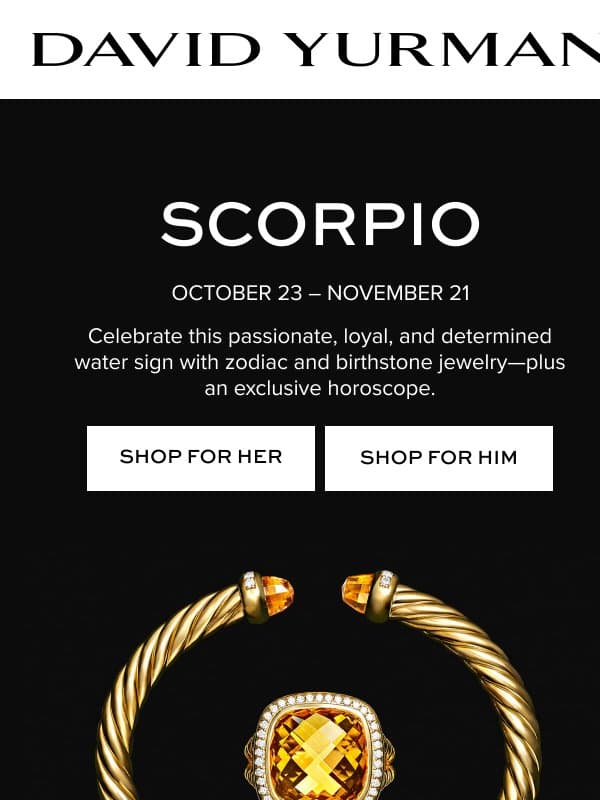 Season of Scorpio email from David Yurman
