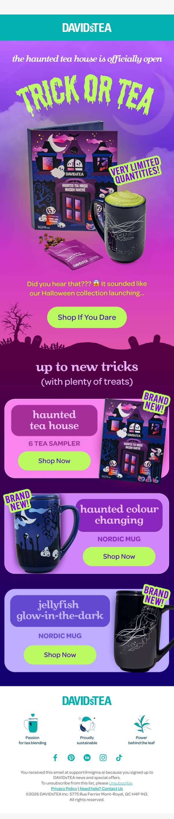 ALL-NEW ๐๐ฆ drops email from DAVIDsTEA screenshot