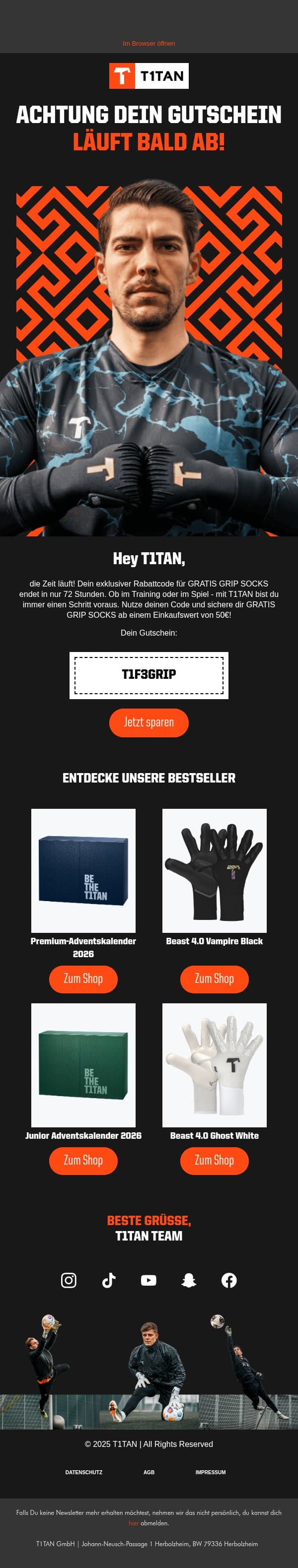Nur noch 72 Stunden! email from De screenshot