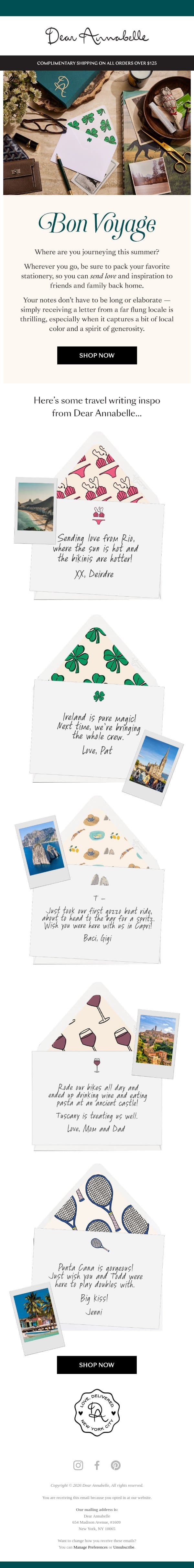 Postcards from Everywhere email from Dear Annabelle screenshot