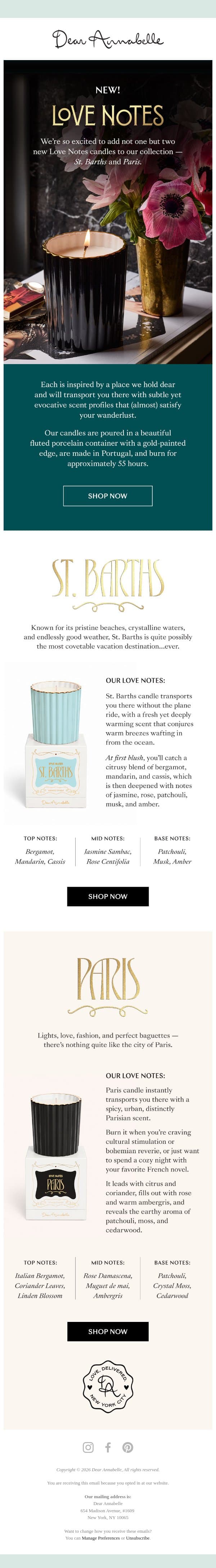 Candle Launch! Meet our NEW FLAMES 🔥 email from Dear Annabelle screenshot