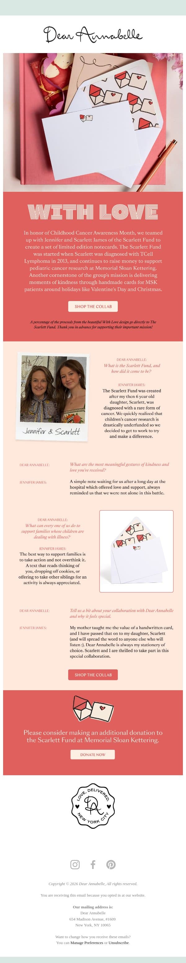 Introducing: With Love Notecards email from Dear Annabelle screenshot