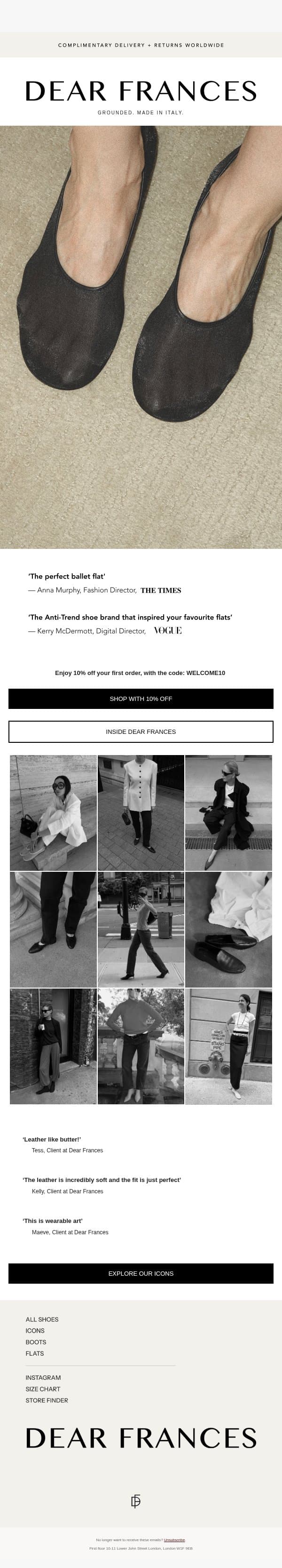 Inside Dear Frances email from Dear Frances screenshot