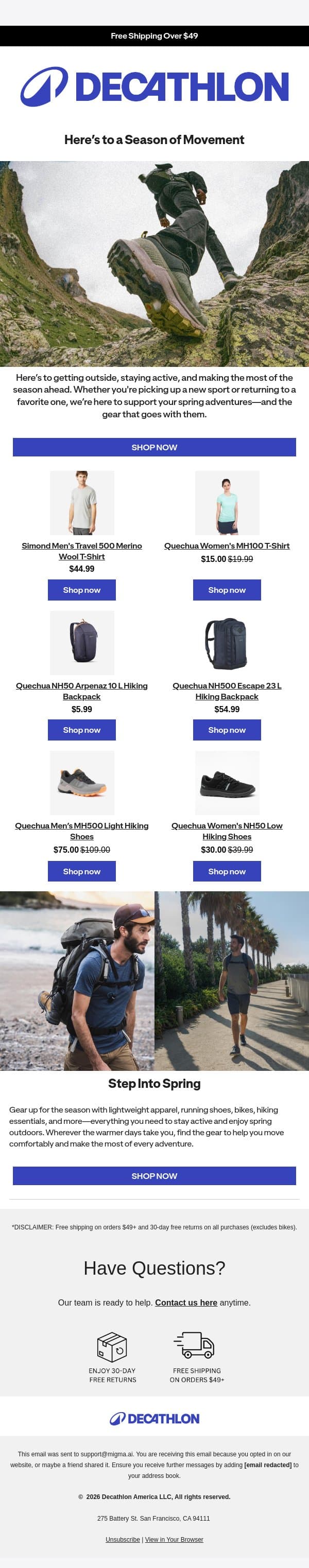 Happy Spring from Decathlon 🌸 email from Decathlon screenshot