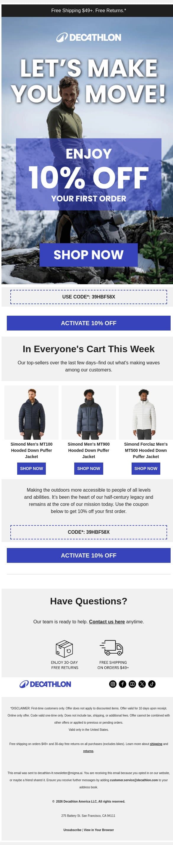 Re: Leaving this behind? email from Decathlon screenshot