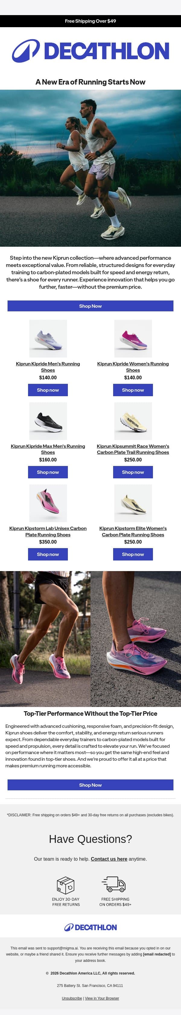 Kiprun Has Launched ๐ email from Decathlon screenshot