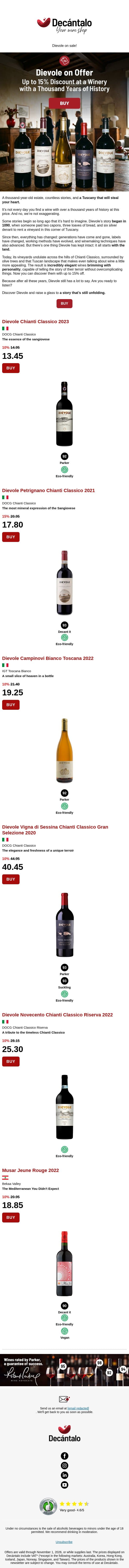 A wine with nine centuries of history at this price? email from Decántalo screenshot
