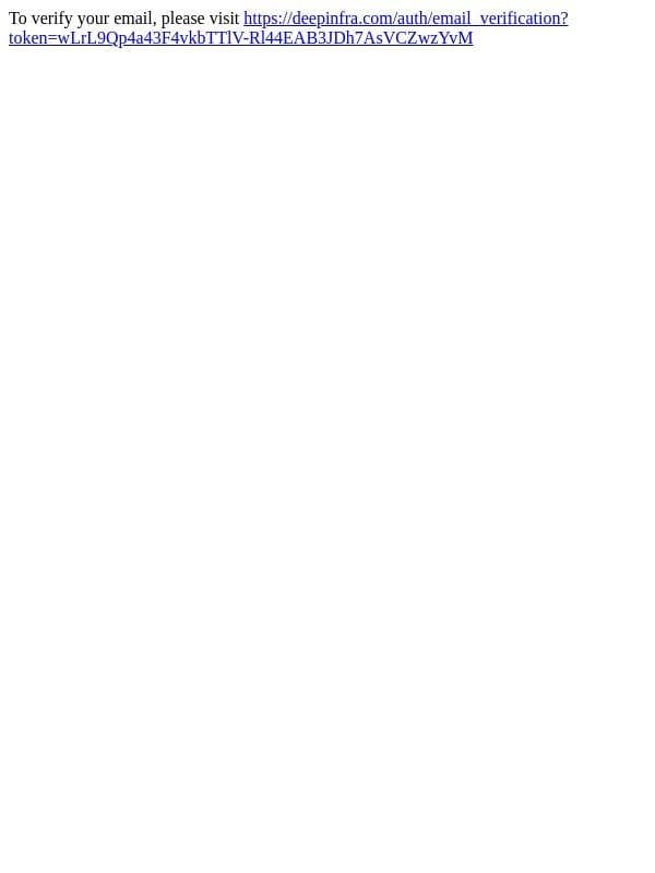 Deep Infra - Verify your email email from DeepInfra screenshot