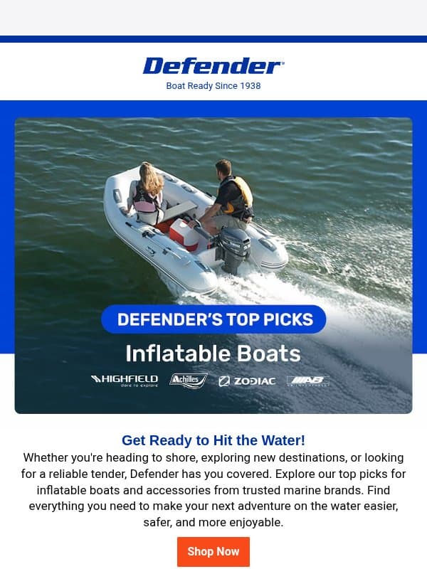 Defender's Top Picks: Inflatables email from Defender Marine